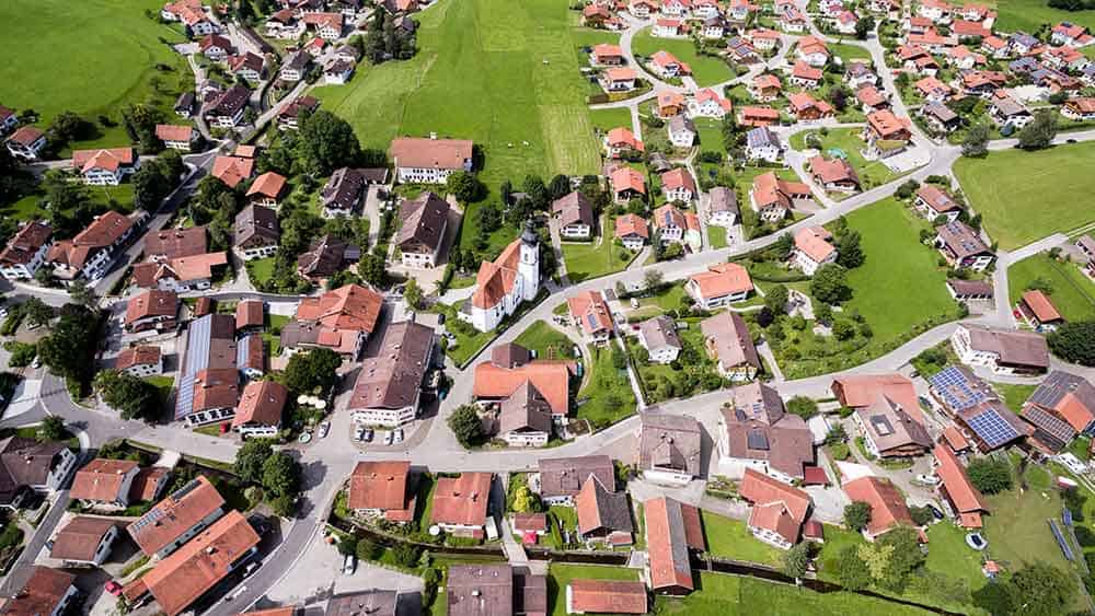 Rural township with farmland and a few homes